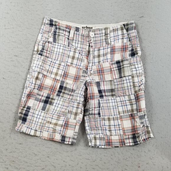 Urban Pipeline Shorts Mens 32 Multicolor Patchwork Madras Plaid Cotton Casual - Picture 1 of 16